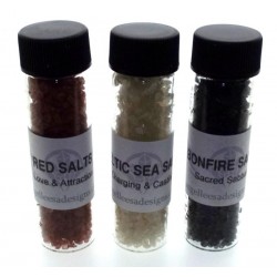 3 Glass Bottle Set of Magickal Altar Salts